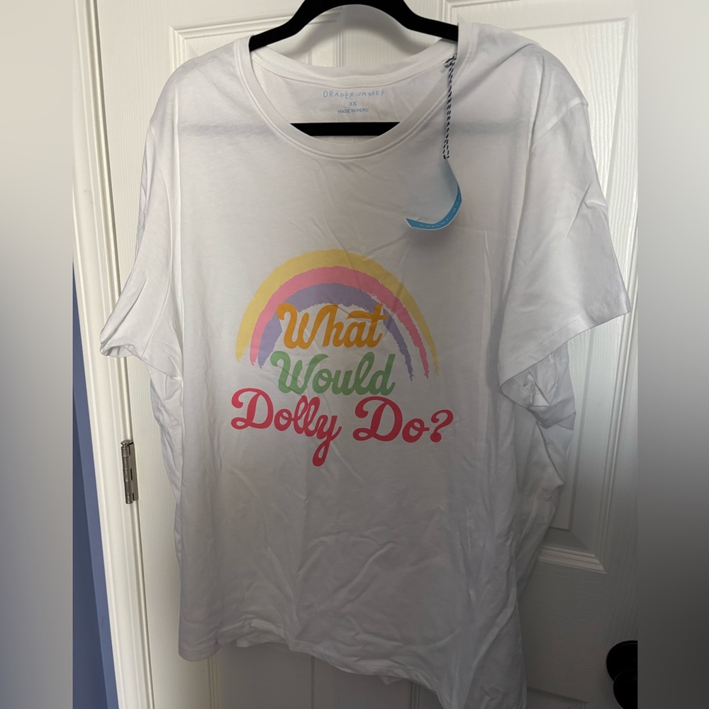 Draper James White Tee with Colorful Graphic NWT Plus size 3x Dolly Parton